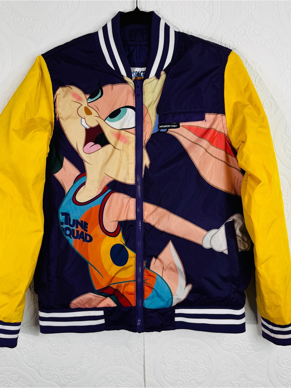 SPACE JAM sz Medium Members Only Looney Tunes Squad Zip Varsity Bomber Jacket
